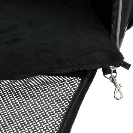 Detail Trixie Trekking-Hunderucksack: Netzeinsatz und Sicherungshaken im Inneren